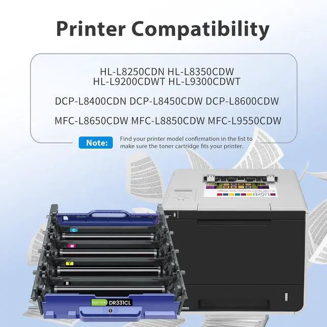 Alt view image 2 of 7 - Ennovor Compatible DR331CL Drum Unit Set Replacement for Brother DR-331CL Imaging Drum Unit High Yield for HL-L8250CDN L8350CDW L8350CDWT L9200CDW MFC-L8600CDW L8850CDW L9550CDWT Printer, 25,000 Pages