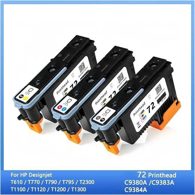 Alt view image 2 of 7 - Ennovor 72 Printhead Set C9380A C9383A C9384A Print Head, Compatible for HP 72 DesignjetT1100 T1120 T1200 T1300 T610 T770 T790 T795(A Set - 3 PCS)