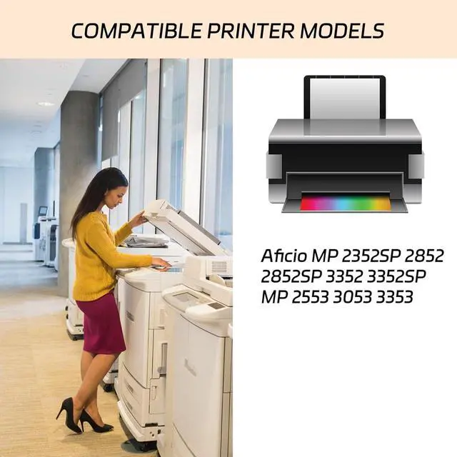 Alt view image 2 of 7 - Ennovor Compatible for Ricoh D1203000 Drum Unit Work for Ricoh Aficio MP 2352SP 2852 2852SP 3352 3352SP MP 2553 3053 3353 Printers, with Chip, High Yield 60000 Pages, Clear Printing (Black)