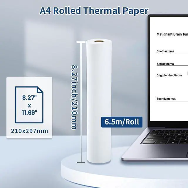Alt view image 3 of 7 - Ennovor Phomemo M832 Wireless Portable Thermal Printer Black & 2 Rolls A4 Thermal Printer Paper