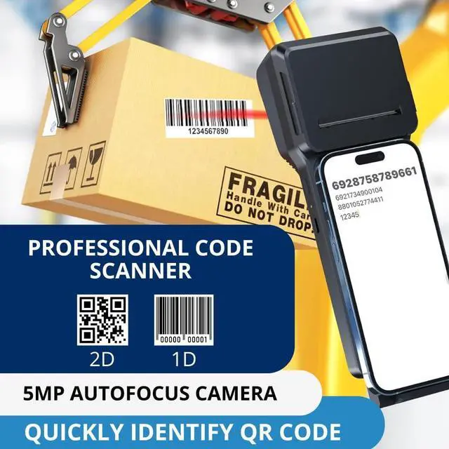 Alt view image 2 of 7 - Ennovor POS XP-P1 Portable Thermal Printer, USB & Bluetooth, 58mm Paper Width, High-Speed Printing, 1D/2D Barcode Scanning, Compatible with Windows, Linux, Android, iOS (Black)