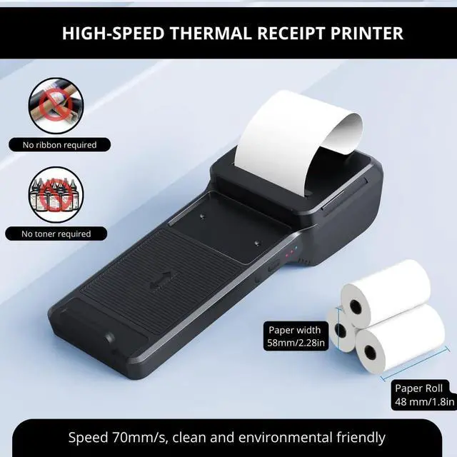 Alt view image 4 of 7 - Ennovor POS XP-P1 Portable Thermal Printer, USB & Bluetooth, 58mm Paper Width, High-Speed Printing, 1D/2D Barcode Scanning, Compatible with Windows, Linux, Android, iOS (Black)