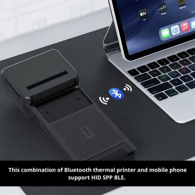 Alt view image 7 of 7 - Ennovor POS XP-P1 Portable Thermal Printer, USB & Bluetooth, 58mm Paper Width, High-Speed Printing, 1D/2D Barcode Scanning, Compatible with Windows, Linux, Android, iOS (Black)