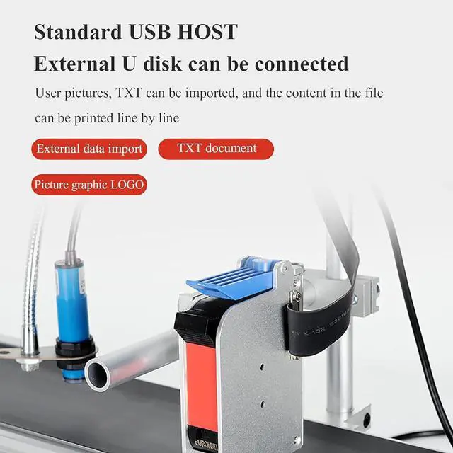 Alt view image 3 of 7 - Ennovor Automatic Desktop Inkjet Printer, Table-top Online Inkjet Printer 4.3in Touch Screen, 2 Print Heights and 40m/min Inkjet, Photoelectric Synchronous Induction, USB Flash Drive Import Content