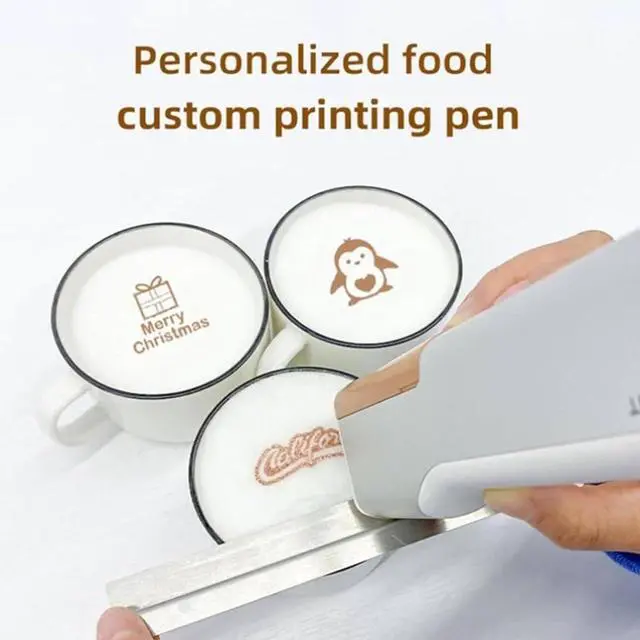 Alt view image 4 of 7 - Ennovor Portable Inkjet Printer,Mini Handheld Protable Coffee Print, Cakesfood Printer,Digital Inkjet Photo Print Pen,for Bread Coffee Art Cooking(Brown)