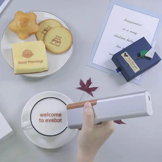 Alt view image 5 of 7 - Ennovor Portable Inkjet Printer,Mini Handheld Protable Coffee Print, Cakesfood Printer,Digital Inkjet Photo Print Pen,for Bread Coffee Art Cooking(Brown)