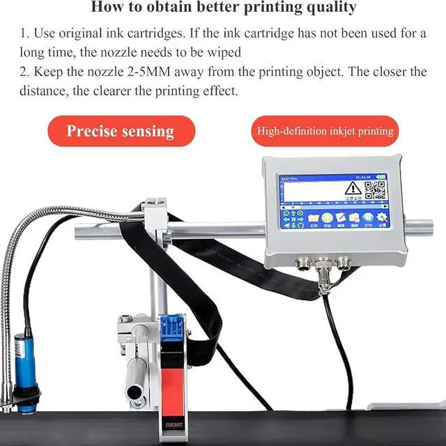Alt view image 4 of 7 - Ennovor Automatic Desktop Inkjet Printer, Table-top Online Inkjet Printer 4.3in Touch Screen, 2 Print Heights and 40m/min Inkjet, Photoelectric Synchronous Induction, USB Flash Drive Import Content