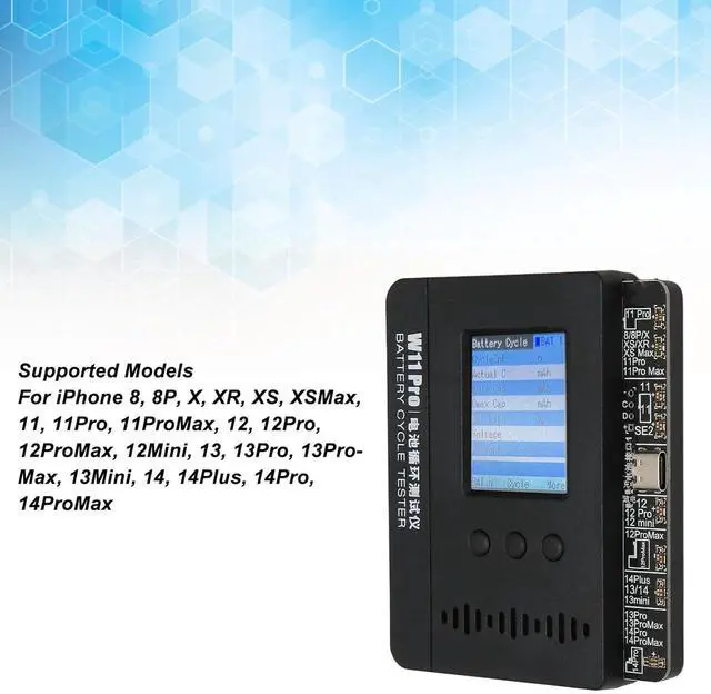 Alt view image 5 of 7 - Ennovor Small Battery Tester, Low Power Plug and Play Supports Dual Operation Mode Battery Cycle Tester 1.8 Inch TFT Screen Professional for Phone Batteries (US Plug)