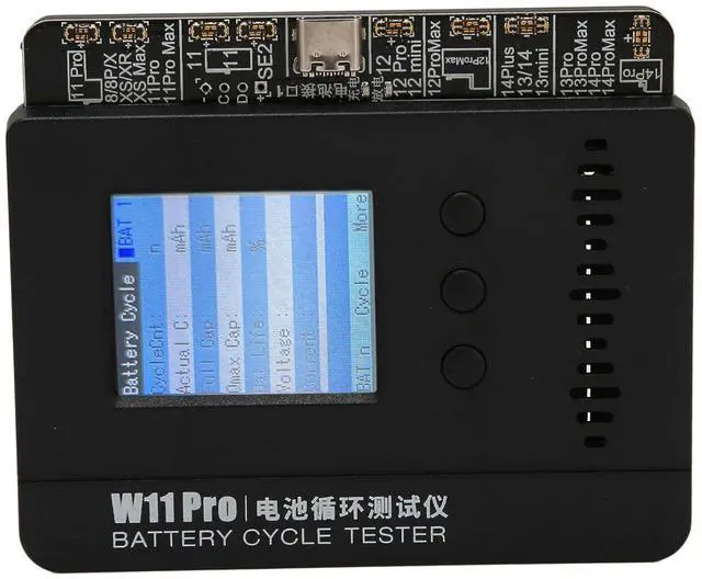 Alt view image 4 of 7 - Ennovor Small Battery Tester, Low Power Plug and Play Supports Dual Operation Mode Battery Cycle Tester 1.8 Inch TFT Screen Professional for Phone Batteries (US Plug)