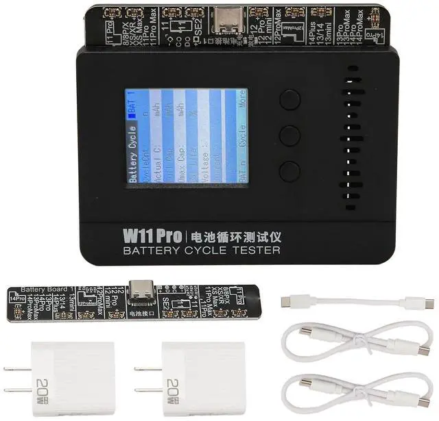 Alt view image 6 of 7 - Ennovor Small Battery Tester, Low Power Plug and Play Supports Dual Operation Mode Battery Cycle Tester 1.8 Inch TFT Screen Professional for Phone Batteries (US Plug)