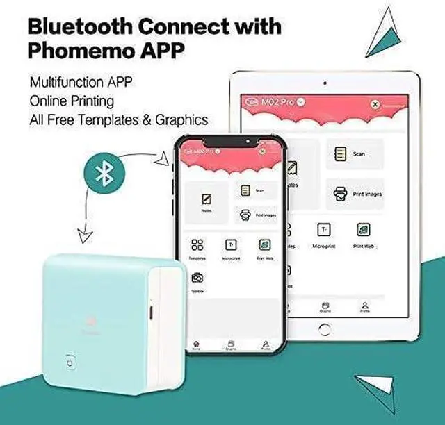 Alt view image 6 of 7 - Ennovor Phomemo M02 Pro Pocket Printer - with 3 Rolls Transparent Gold Paper Compatible with iOS + Android for Plan Journal, Study Notes, Art Creation, Work, Gift