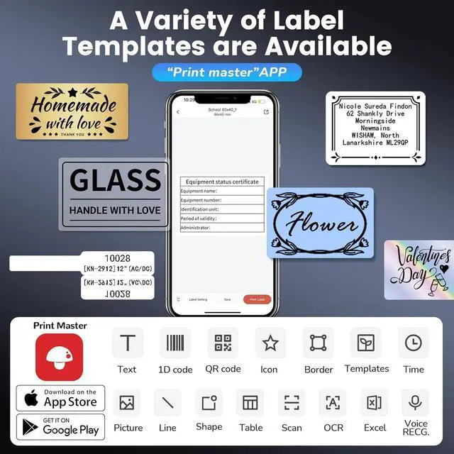 Alt view image 4 of 7 - Ennovor Phomemo M250 3 Inch Label Maker Machine with Tape, 2025 Upgrade Portable Barcode Label Printer for Business, Home, Logo Label, Thermal Address Label Maker with 100 Labels, 40x30mm