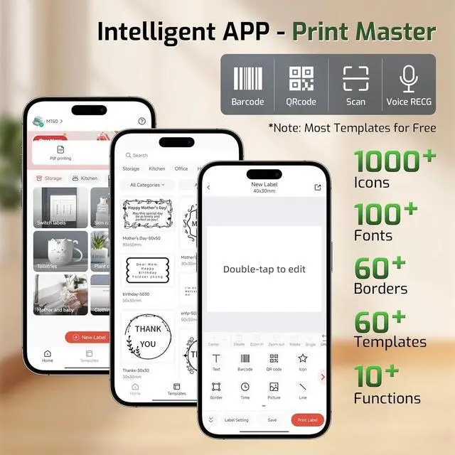 Alt view image 4 of 6 - Ennovor Phomemo M150 Label Maker, Bluetooth Thermal Label Maker Machine with Tape, Upgrade Mini Thermal Label Printer for Barcode, Address, Mailing, Compatible with Phone & PC