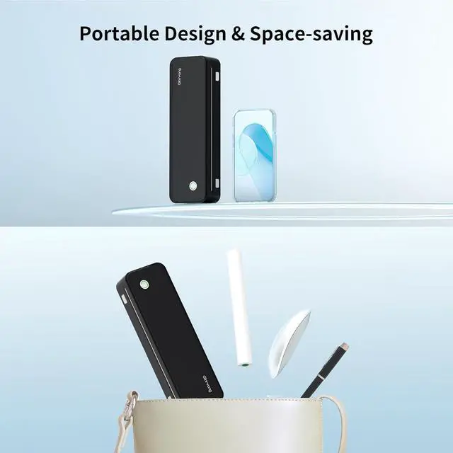 Alt view image 4 of 7 - Ennovor 300DPI Portable Printer Wireless for Travel, Inkless Small Bluetooth Printers for Home Use, Compatible with Mobile Phone & Laptop, Support 8.5 x 11 Inch & A4 Thermal Printer Paper, Black