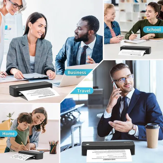 Alt view image 7 of 7 - Ennovor 300DPI Portable Printer Wireless for Travel, Inkless Small Bluetooth Printers for Home Use, Compatible with Mobile Phone & Laptop, Support 8.5 x 11 Inch & A4 Thermal Printer Paper, Black