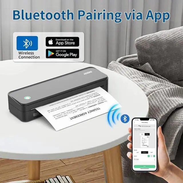 Alt view image 2 of 7 - Ennovor JADENS Wireless Portable Thermal Printer, 8.5''11'' Thermal Paper, 300DPI, Bluetooth, Inkless, Compatible with iOS, Android & Laptop