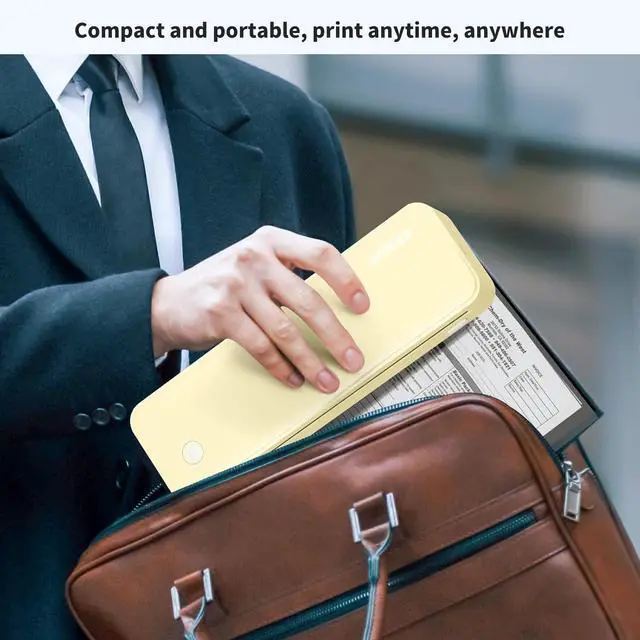 Alt view image 7 of 7 - Ennovor JADENS Portable Printers Wireless for Travel, Thermal Inkless Printer, Support 8.5" X 11" Thermal Paper(Yellow)