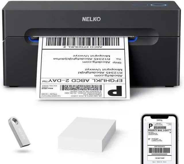 Alt view image 2 of 7 - Ennovor Nelko Thermal Label Printer Black, 150mm/s USB Thermal Shipping Label Printer for Shipping Packages, with 4x6 Direct Thermal Shipping Label 880 Labels/4 Rolls