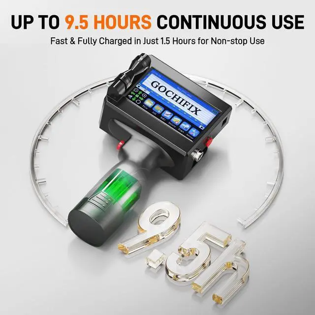 Alt view image 3 of 7 - Ennovor Handheld Inkjet Printer with 4.3'' Touch Screen Portable Handheld Printer Printing Height 0.08-0.5 Inch Inkjet Coding Machine for Text QRCode Barcode Image Date (Support 27 Languages)