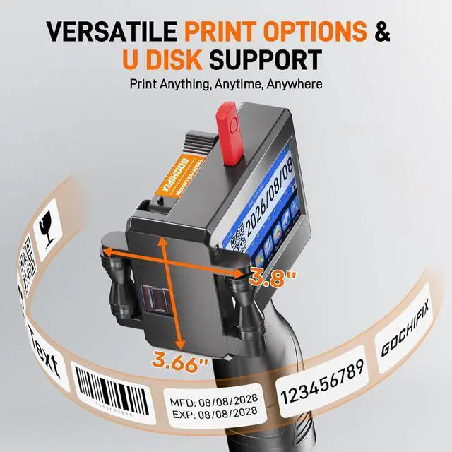 Alt view image 4 of 7 - Ennovor Handheld Inkjet Printer with 4.3'' Touch Screen Portable Handheld Printer Printing Height 0.08-0.5 Inch Inkjet Coding Machine for Text QRCode Barcode Image Date (Support 27 Languages)