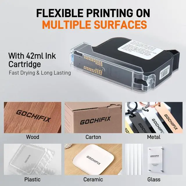 Alt view image 6 of 7 - Ennovor Handheld Inkjet Printer with 4.3'' Touch Screen Portable Handheld Printer Printing Height 0.08-0.5 Inch Inkjet Coding Machine for Text QRCode Barcode Image Date (Support 27 Languages)