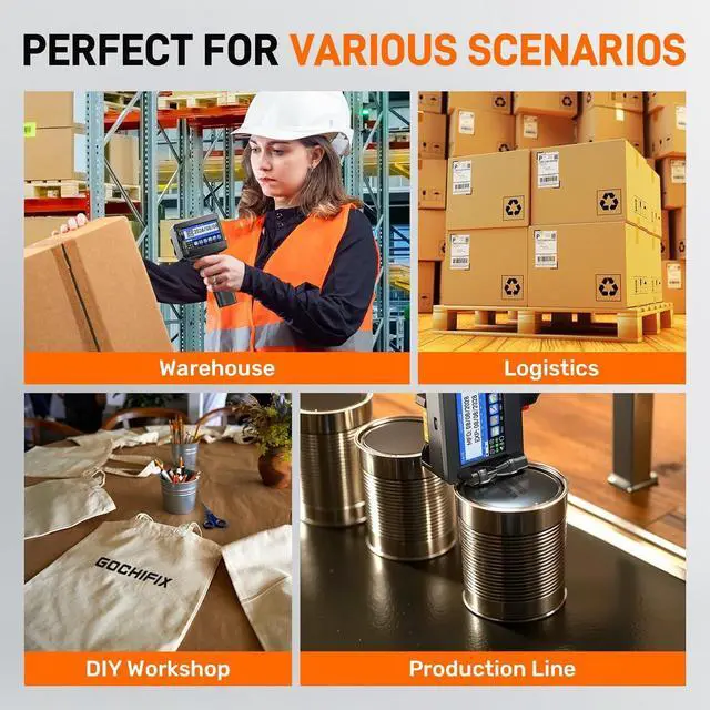 Alt view image 7 of 7 - Ennovor Handheld Inkjet Printer with 4.3'' Touch Screen Portable Handheld Printer Printing Height 0.08-0.5 Inch Inkjet Coding Machine for Text QRCode Barcode Image Date (Support 27 Languages)