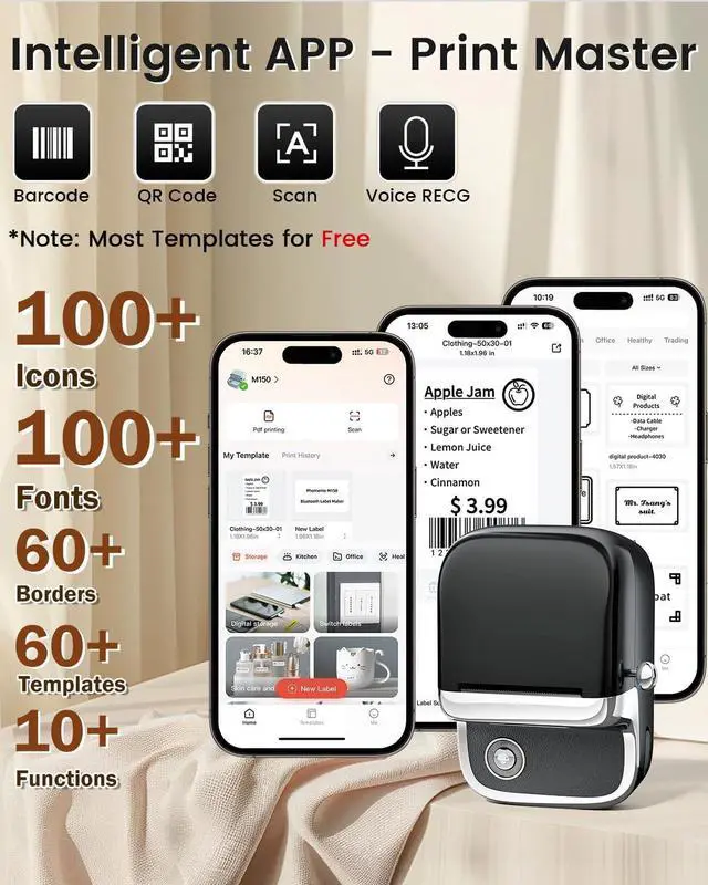 Alt view image 5 of 7 - Ennovor Phomemo M150 Label Maker with 2 Tapes