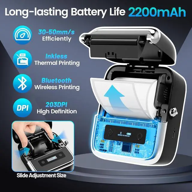 Alt view image 2 of 7 - Ennovor Phomemo M250 3 Inch Label Maker Machine with Tape, 2025 Upgrade Portable Barcode Label Printer for Business, Home, Logo Label, Thermal Address Label Maker with 100 Labels, 40x30mm