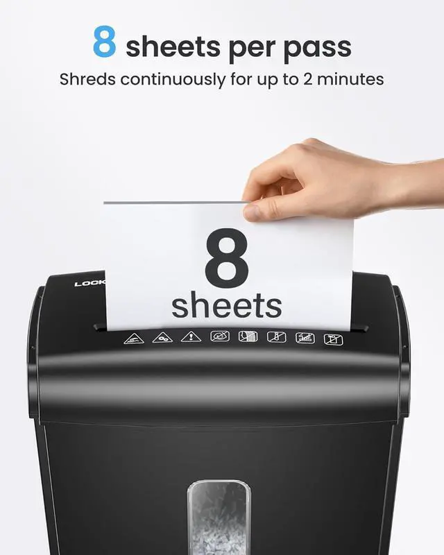 Alt view image 2 of 7 - Ennovor 8-Sheet Micro Cut Paper Shredder P-4 High Security for Home Office Use with Handle, Shreds Credit Card/Staple 4 Gallons(Black) Visual Window Wastebasket