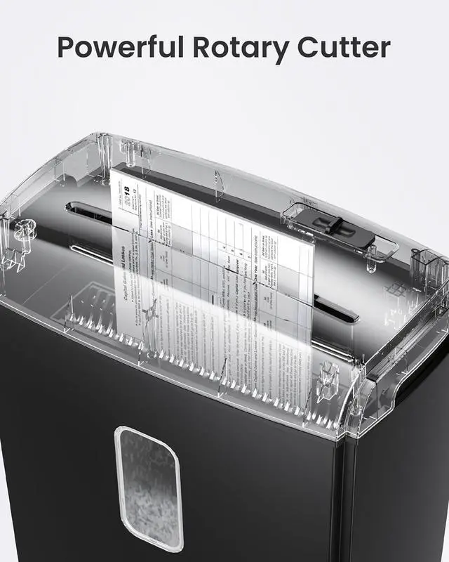 Alt view image 3 of 7 - Ennovor 8-Sheet Micro Cut Paper Shredder P-4 High Security for Home Office Use with Handle, Shreds Credit Card/Staple 4 Gallons(Black) Visual Window Wastebasket
