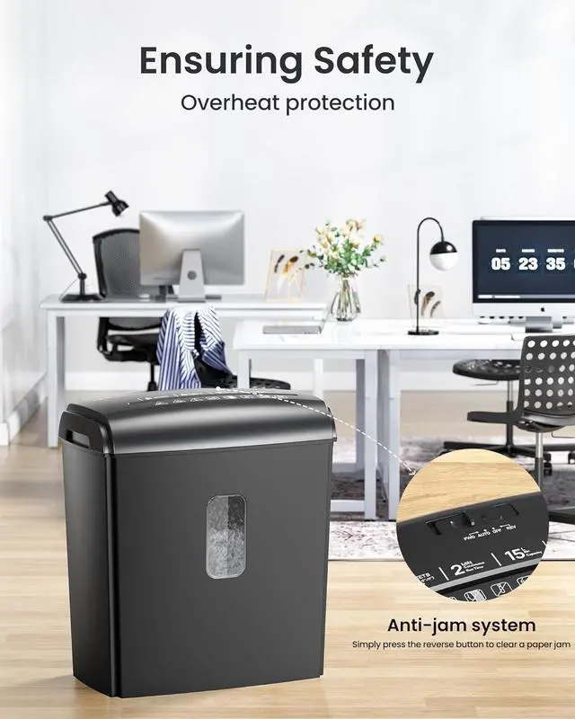 Alt view image 5 of 7 - Ennovor 8-Sheet Micro Cut Paper Shredder P-4 High Security for Home Office Use with Handle, Shreds Credit Card/Staple 4 Gallons(Black) Visual Window Wastebasket