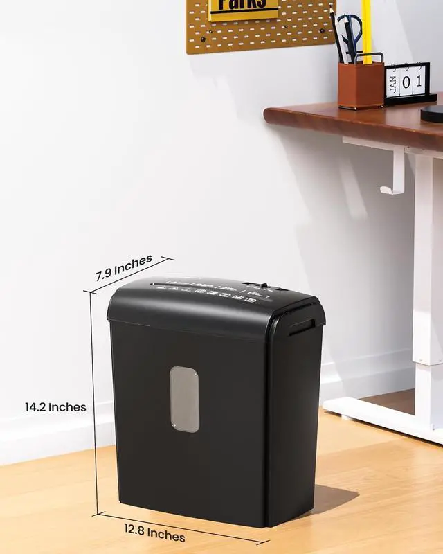 Alt view image 7 of 7 - Ennovor 8-Sheet Micro Cut Paper Shredder P-4 High Security for Home Office Use with Handle, Shreds Credit Card/Staple 4 Gallons(Black) Visual Window Wastebasket