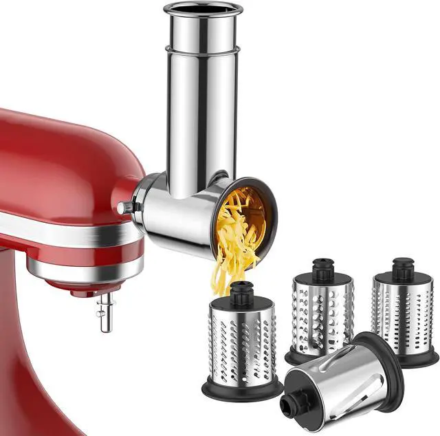 Main image of Ennovor Stainless Steel Slicer Shredder Attachment for KitchenAid Stand Mixer, Cheese Grater Attachment for Kitchenaid, Salad Maker, Grinding Powder, Dishwasher Safe with 4 Blades by Innomoon