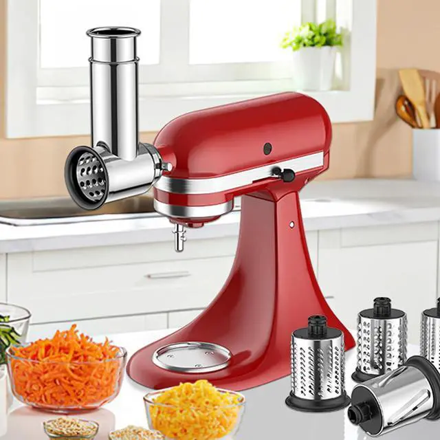 Alt view image 6 of 7 - Ennovor Stainless Steel Slicer Shredder Attachment for KitchenAid Stand Mixer, Cheese Grater Attachment for Kitchenaid, Salad Maker, Grinding Powder, Dishwasher Safe with 4 Blades by Innomoon