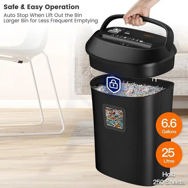 Alt view image 5 of 7 - Ennovor Paper Shredder,VidaTeco 58dB 14-Sheet Cross-Cut Shredder with US Patented Cutter,Also Shreds Card/CD, Heavy Duty Paper Shredding Machine for Home Office,Fast with Auto Jam Proof,6.6-Gallon Bin