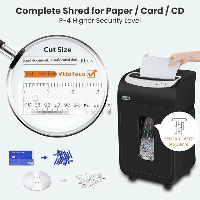 Alt view image 3 of 7 - Ennovor 25-Sheet Paper Shredder for Home Office Heavy Duty Cross Cut Paper Shredder for Home Office,Document Shredding Machine with 58dB,Shred CD/Card with 7.9-Gal Bin,AUTO Jam Proof