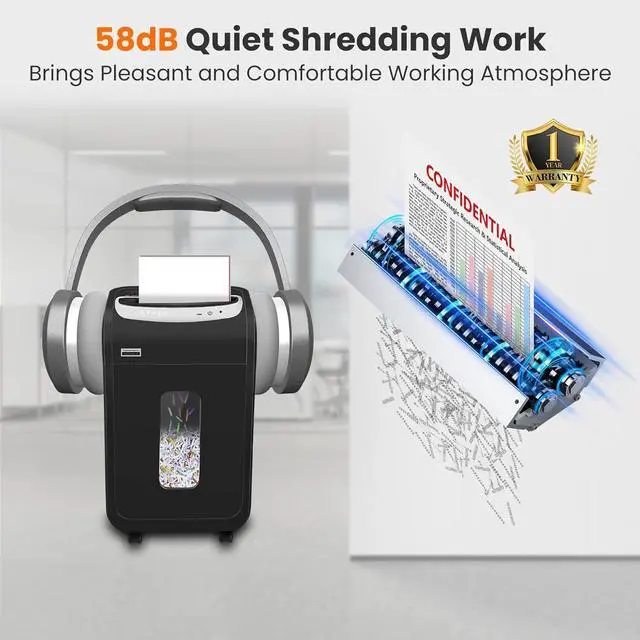 Alt view image 4 of 7 - Ennovor 25-Sheet Paper Shredder for Home Office Heavy Duty Cross Cut Paper Shredder for Home Office,Document Shredding Machine with 58dB,Shred CD/Card with 7.9-Gal Bin,AUTO Jam Proof