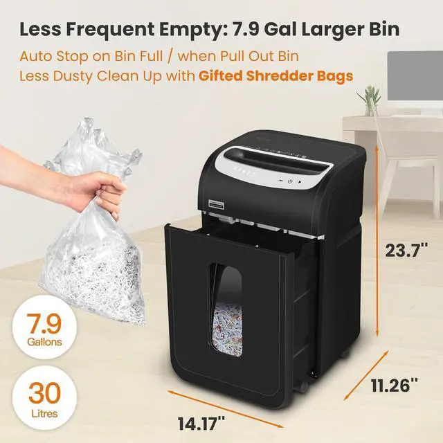 Alt view image 5 of 7 - Ennovor 25-Sheet Paper Shredder for Home Office Heavy Duty Cross Cut Paper Shredder for Home Office,Document Shredding Machine with 58dB,Shred CD/Card with 7.9-Gal Bin,AUTO Jam Proof
