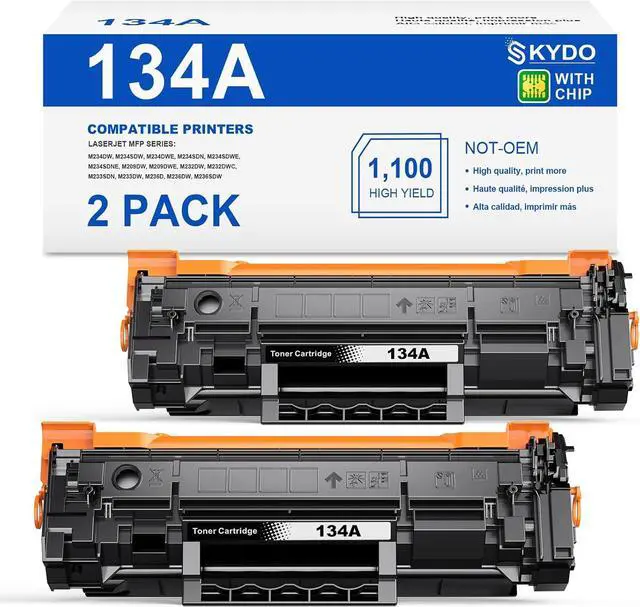 Main image of Ennovor (with Chip) Compatible 134A Black Toner Cartridge Replacement for HP 134 A 134X W1340A W1340X Toners Use with Laserjet M209dw MFP M234dw M234sdw M234sdn Printer (2 Pack)