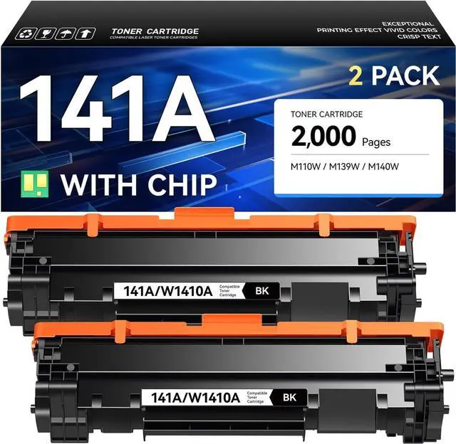 Main image of Ennovor 141A Toner Cartridges (Black 2-Pack with Chip) - Replacement for HP 141A W1410A Toner Cateridge - Compatible with Laserjet M110w MFP M139w M140w Printer
