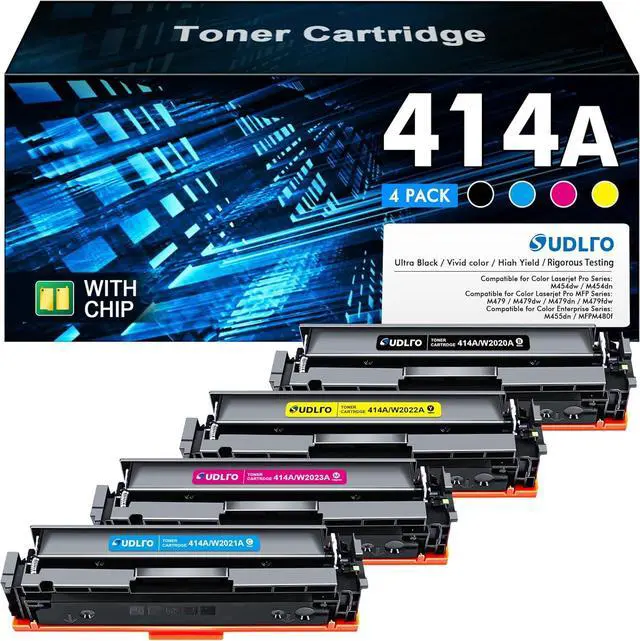 Main image of Ennovor 414A Toner Cartridges 4 Pack - Replacement for HP 414A Toner Cartridges 4 Pack HP 414A Black Toner to use with HP Color Pro MFP M479fdw M479fdn M454dw M454dn Printer, W2020A, with CHIP