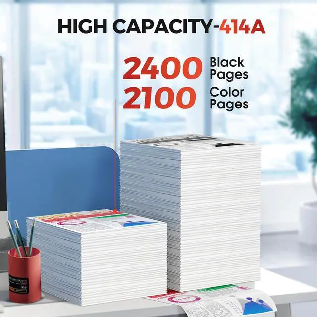 Alt view image 3 of 7 - Ennovor 414A Toner Cartridges 4 Pack - Replacement for HP 414A Toner Cartridges 4 Pack HP 414A Black Toner to use with HP Color Pro MFP M479fdw M479fdn M454dw M454dn Printer, W2020A, with CHIP