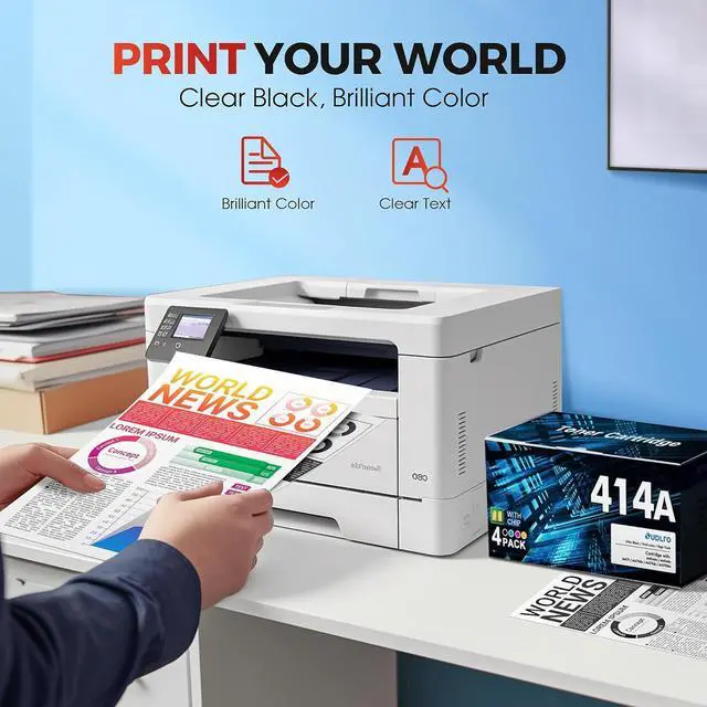 Alt view image 5 of 7 - Ennovor 414A Toner Cartridges 4 Pack - Replacement for HP 414A Toner Cartridges 4 Pack HP 414A Black Toner to use with HP Color Pro MFP M479fdw M479fdn M454dw M454dn Printer, W2020A, with CHIP