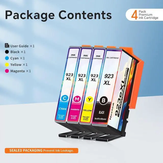 Alt view image 6 of 6 - 923 XL High Yield Ink Cartridges Combo Pack Replacement for HP 923 / 923e XL Ink Cartridges Work with for HP OfficeJet Pro 8120/8123/8130/8133 Printer (4 Pack BK/C/Y/M)