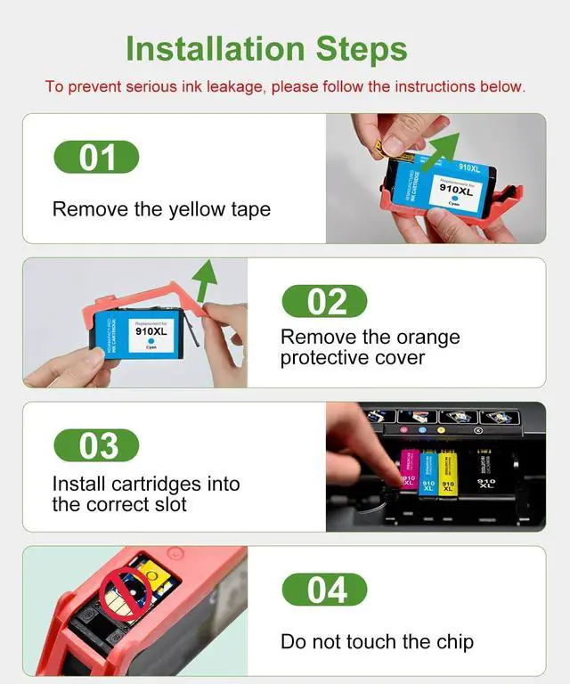 Alt view image 3 of 7 - Ennovor 910XL Ink Cartridges Combo Pack for HP Printers Replacement for HP 910 HP 910XL Ink with HP OfficeJet Pro 8025e 8015e 8028e 8035e 8025 8035 8020 Printers (4 PackBK, CMY)