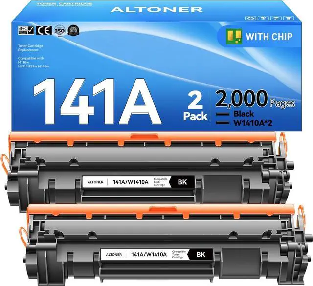 Main image of Ennovor 141A Toner Cartridge 2-Pack HP141A W1410A Black (with Latest Chip)  High-Capacity Replacement Compatible for HP Laserjet M110w / M139w / M140w Series | 2,000-Page Yield | 141 Monochrome Ink