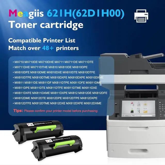 Alt view image 2 of 6 - Ennovor 62D1H00 621H Toner Cartridge Compatible for Lexmark MX710de MX710 MX710dhe MX711 MX711de MX711dhe MX711dthe MX810 MX810de MX811 MX811de MX812 MX812de Printer (Black, 2-Pack)