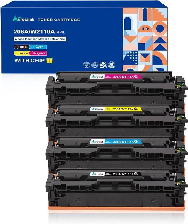 Main image of Ennovor for HP 206a toner cartridges 4 pack High Yield Compatible with HP206 206X 206A Toner Cartridges with HP Color Laserjet Pro MFP M283fdw M283cdw M282nw M283fdn W2110A M255dw M255nw (with Chip)