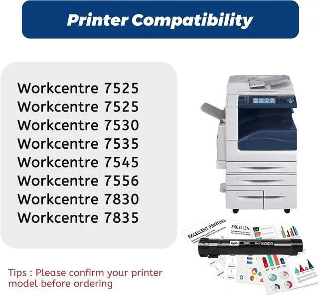 Alt view image 2 of 7 - Ennovor 006R01513 Toner Cartridge Replacement for Xerox WorkCentre 7525 7530 7535 7545 7556 7830 7835 7845 7855 - Extra High Capacity Up to 26,000 Pages,1 Pack,with Upgraded Chip,No Fading,No Streak