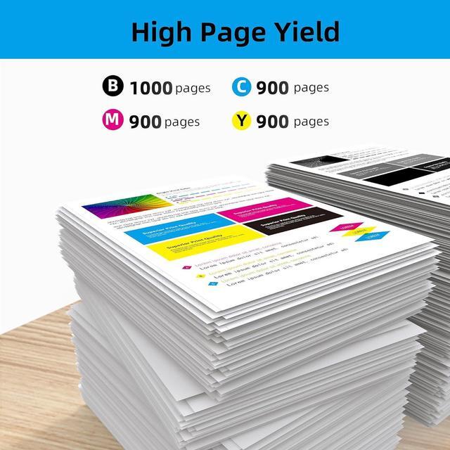 Alt view image 3 of 7 - 910XL Ink Cartridges for HP Printers (4-Pack) Replacement for HP 910XL Ink Cartridges Combo Pack Work for OfficeJet 8010 8020 Series, Pro 8020, 8030 Series Printer 3JB41AN | Black Cyan Magenta Yellow